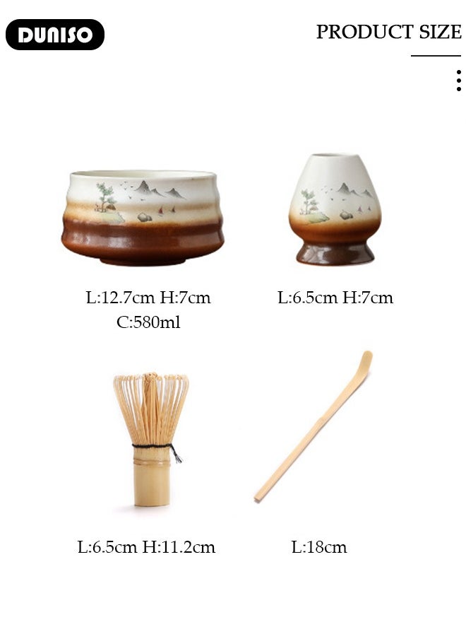 DUNISO Matcha Whisk Set, 4pcs Japanese Tea Set,Matcha Whisk,Traditional Scoop, Matcha Bowl, Ceramic Whisk Holder,Traditional Matcha Tool Set for Matcha Tea Ceremony  - Image 4