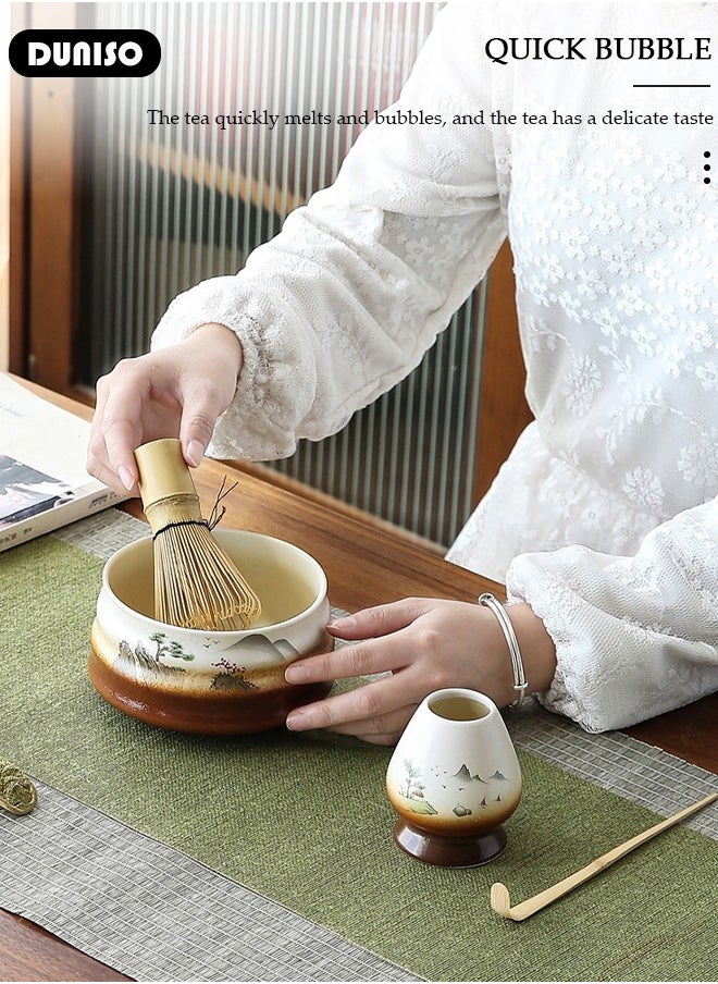 DUNISO Matcha Whisk Set, 4pcs Japanese Tea Set,Matcha Whisk,Traditional Scoop, Matcha Bowl, Ceramic Whisk Holder,Traditional Matcha Tool Set for Matcha Tea Ceremony  - Image 5
