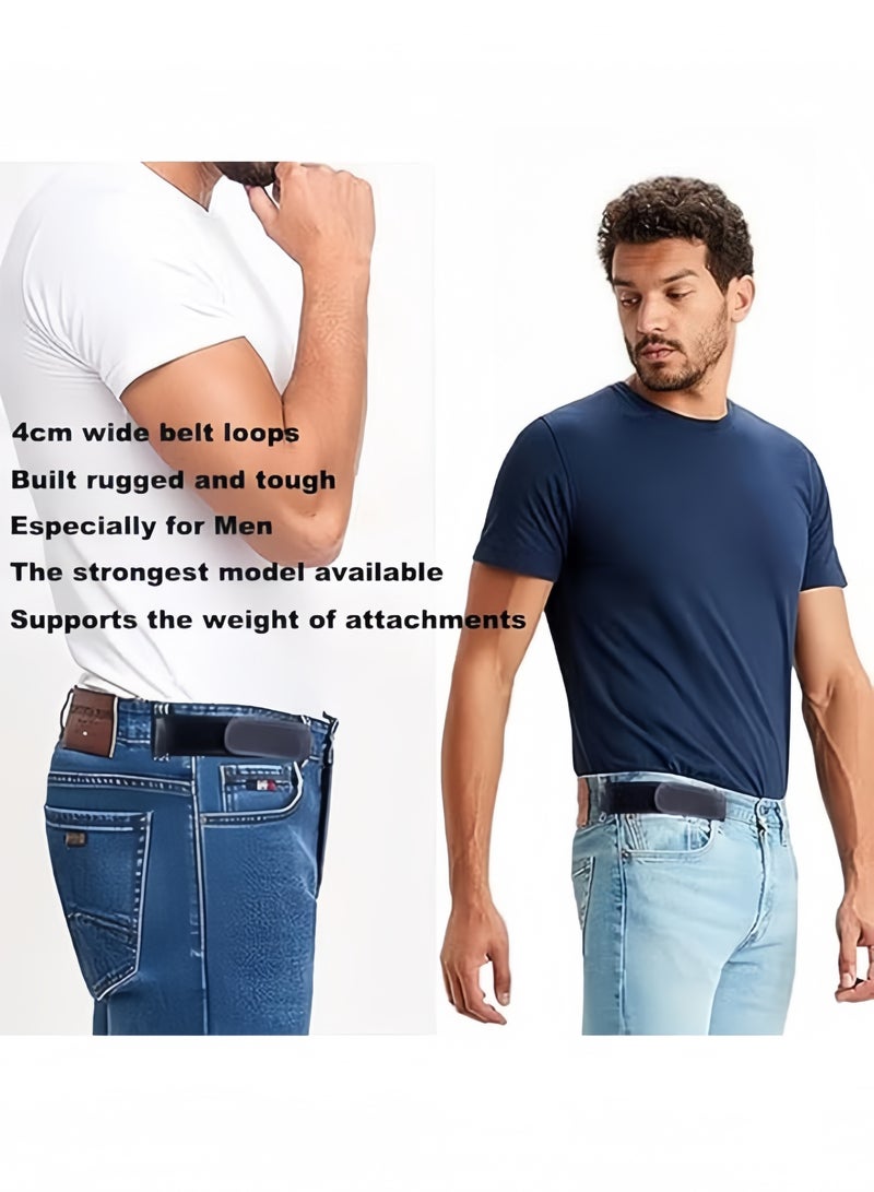 حزام خصر مطاطي بدون إبزيم للرجال، يناسب حلقات الحزام مقاس 4 سم، وحزام خصر مرن، وحزام خصر فيلكرو - Image 4