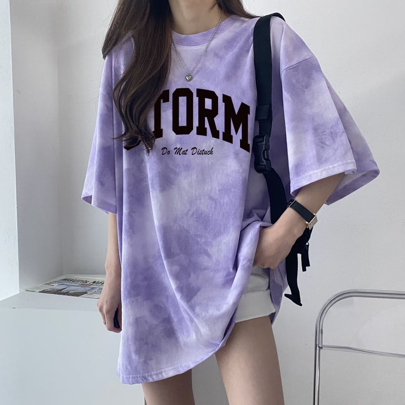 Factory American Sweet Cool Special Printed Short-Sleeved T-Shirt Women'S Summer Loose Design Niche Chic Top Round Neck Medium - Image 3