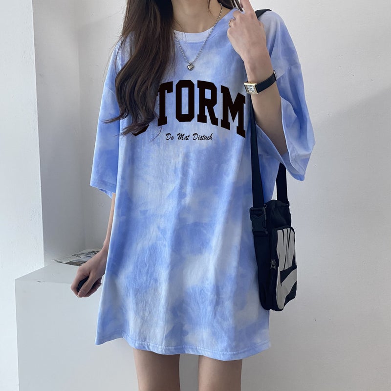 Factory American Sweet Cool Special Printed Short-Sleeved T-Shirt Women'S Summer Loose Design Niche Chic Top Round Neck Medium - Image 4