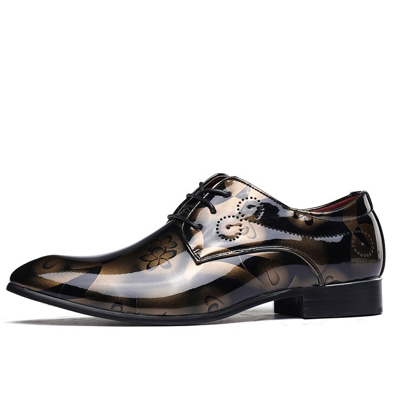 Fashion British large size men's shoes 2023 New shoes bright casual leather shoes lace-up shoes - Image 1