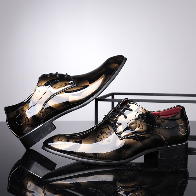Fashion British large size men's shoes 2023 New shoes bright casual leather shoes lace-up shoes - Image 3