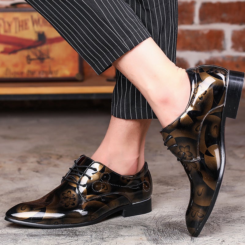 Fashion British large size men's shoes 2023 New shoes bright casual leather shoes lace-up shoes - Image 5