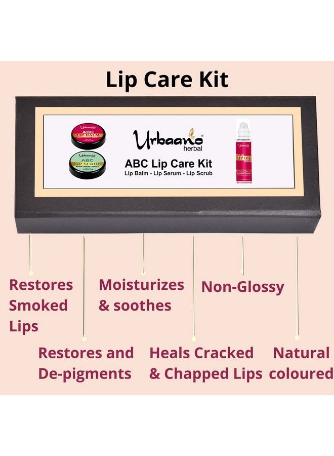 Urbaano herbal Beetroot Lip Care Kit Abc Lip Balm Scrub & Roll On Lip Serum Oilsmoothing Brightening Of Dark Dry And Chapped Lips (Lip Kitcombo) Women Men & Teenagers - Image 3