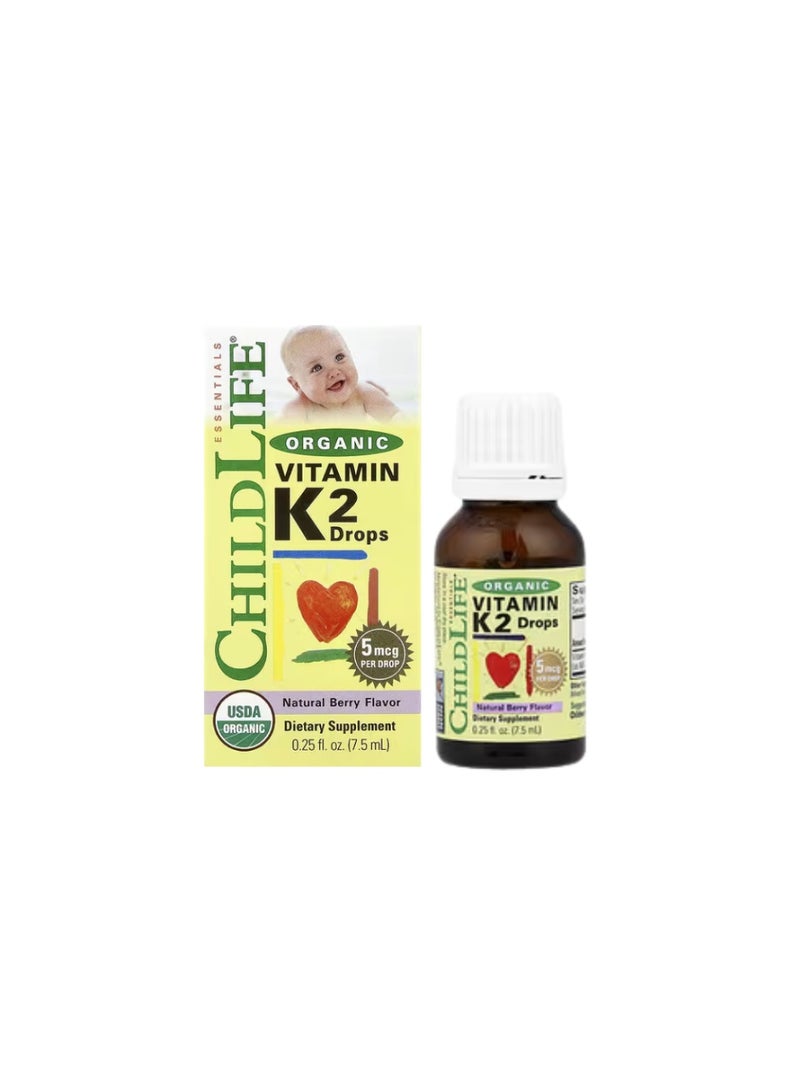 CHILDLIFE ESSENTIALS Organic Vitamin K2 Drops, Natural Berry, 5 mcg, 0.25 fl oz (7.5 ml) - Image 2
