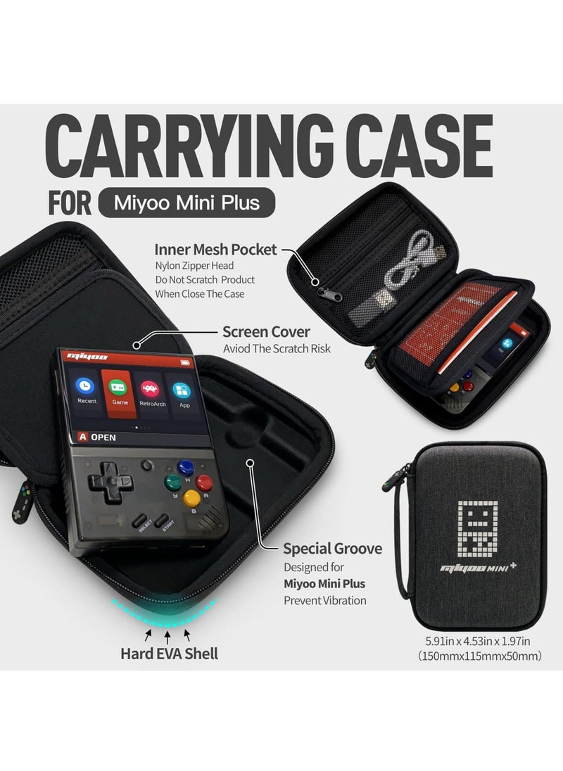 Miyoo - Miyoo Mini Plus Handheld Game Console, with Dedicated Storage Case, 3.5 Inch IPS 640x480 Screen, 64G/128G TF Card with 10,000+ Games, 3000mAh 7+Hours Battery, Support Wireless Network (Black 64G) - Image 1