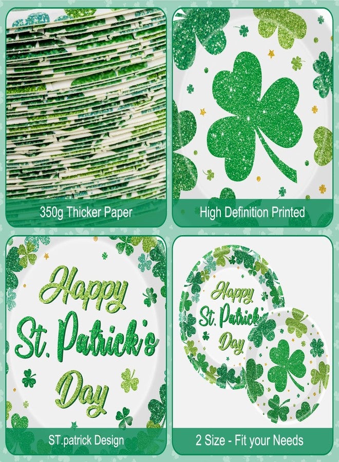 Litmitfu 24 Pcs Happy St Patricks Day Plates Set - Disposable Green Shamrock Paper Plate, Irish Round Dinner Dessert Plate Dinnerware Kit for St Patrick's Day Party Decorations Supplies Table Decor - Image 4