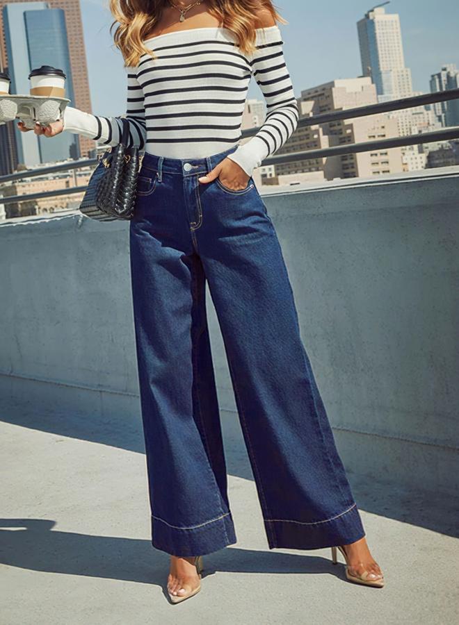 تايك تو بنطال جينز بقصة أرجل واسعة - Image 2