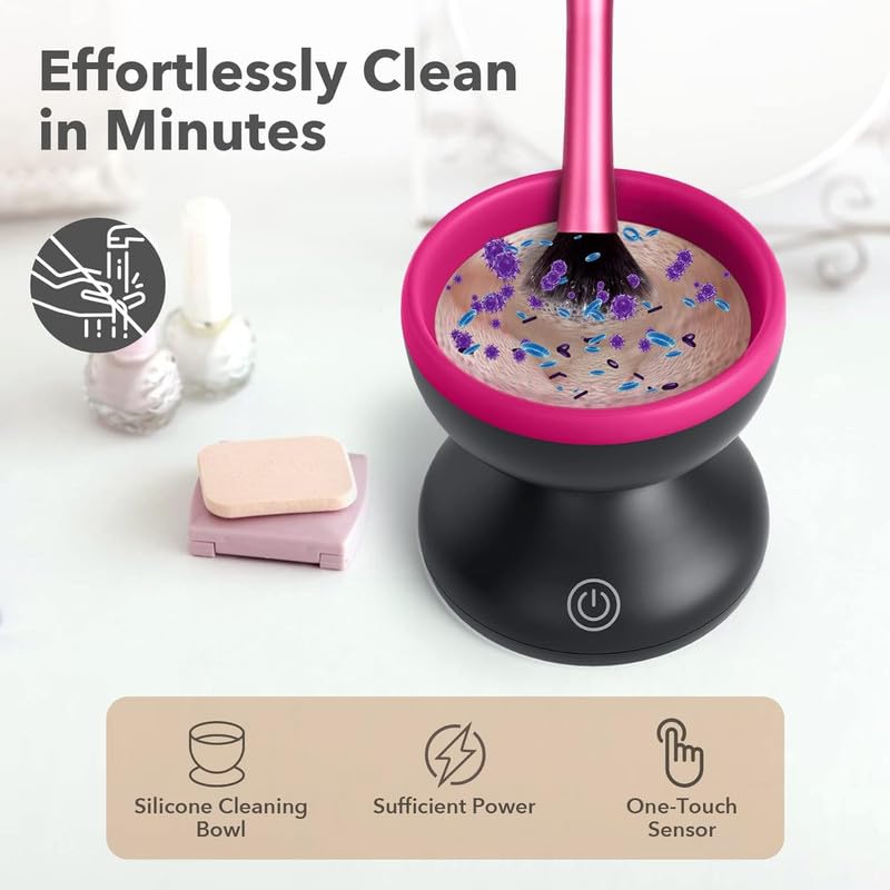 Omdhanu Electric Makeup Brush Cleaner Machine Cleanser Tool for All Size Foundation Eyeshadow Brush Portable USB Rechargable Cosmetic Painting Brush Cleaner1 PcsMulticolor - Image 5