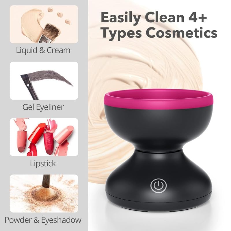 Omdhanu Electric Makeup Brush Cleaner Machine Cleanser Tool for All Size Foundation Eyeshadow Brush Portable USB Rechargable Cosmetic Painting Brush Cleaner1 PcsMulticolor - Image 3