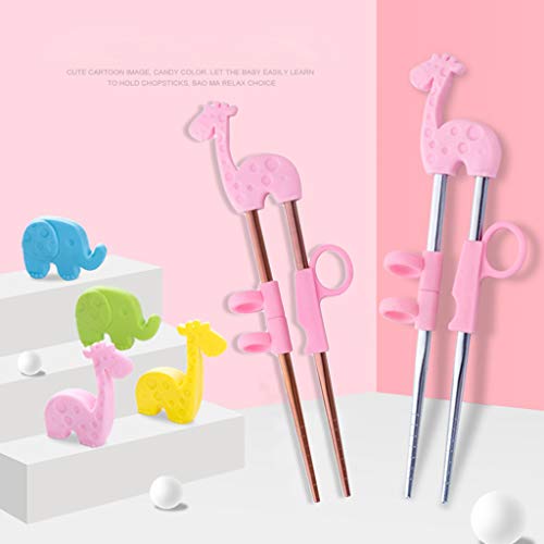Kawn® 1Pair Children Kids Baby Chopsticks Learning Training A Pink Giraffe - Image 3