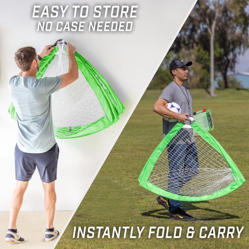 GoSports Team Tone 4 ft x 3 ft Portable Soccer Goals for Kids - Set of 2 Pop Up Nets for Backyard - Bright Green - Image 4