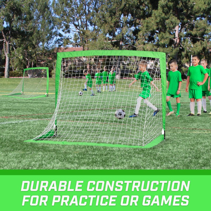 GoSports Team Tone 4 ft x 3 ft Portable Soccer Goals for Kids - Set of 2 Pop Up Nets for Backyard - Bright Green - Image 3