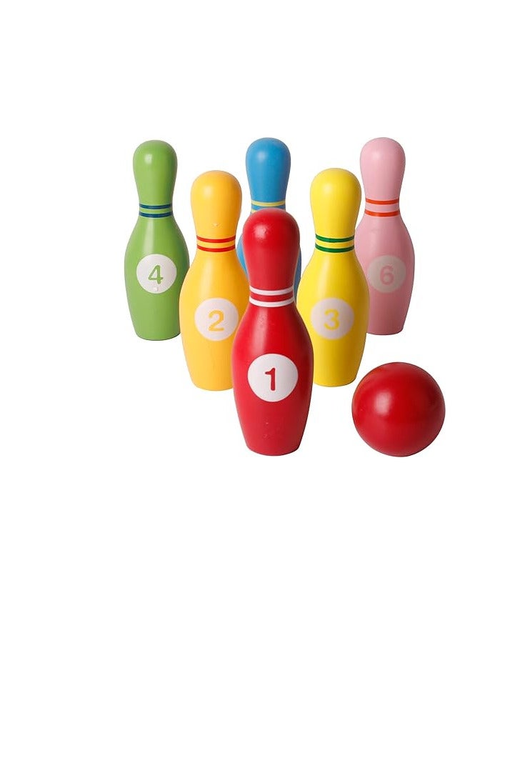 Wooden Bowling Game for Kids, 10 Colorful with 2 Balls, Numbered Bowling Set - Image 4