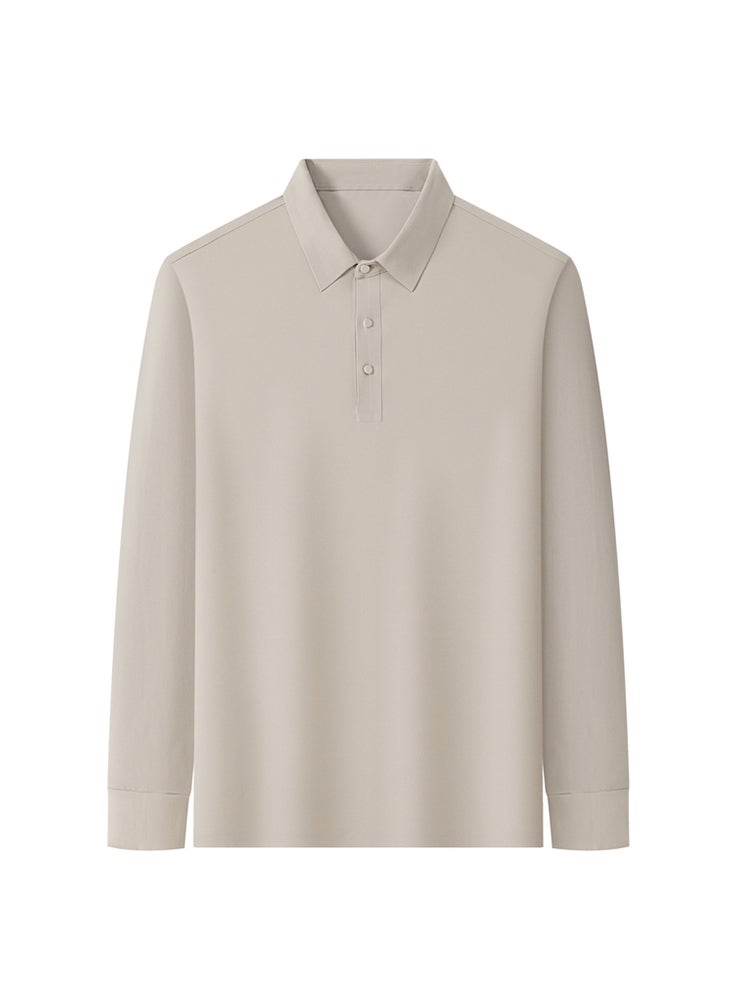 Men's Long Sleeve Shirt Breathable Casual Button Collared T-Shirt Classic Fit Golf Top Pullover Tee - Image 1