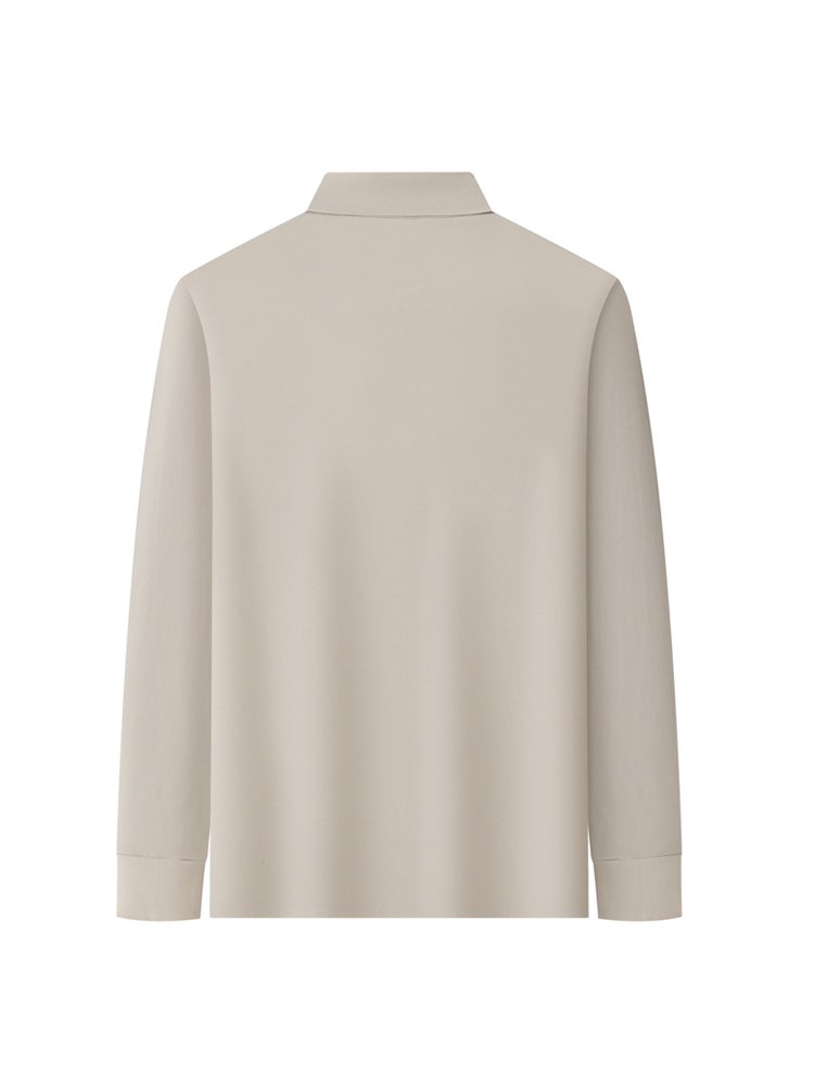 Men's Long Sleeve Shirt Breathable Casual Button Collared T-Shirt Classic Fit Golf Top Pullover Tee - Image 2