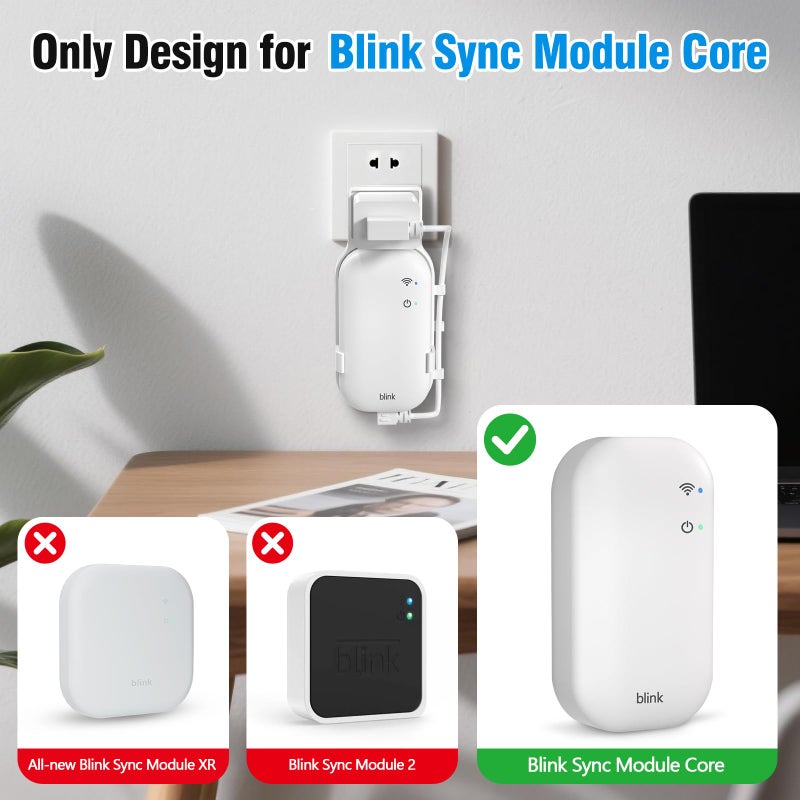 sibada Outlet Wall Mount for Blink Sync Module Core, Module Mount Core Holder for Blink Outdoor/Indoor Security Camera, No Drilling Camera Bracket Mount with Short Cable, Save Space - Image 2