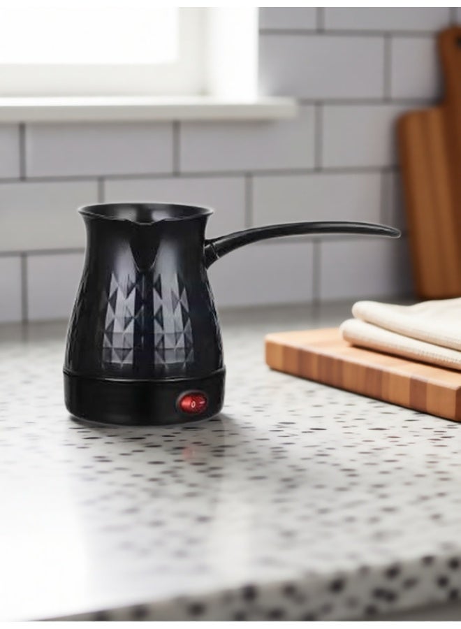 DENX DX3810 Electric Turkish Coffee Pot - 600W Powerful Heating, 0.6L Capacity, Stainless Steel Body, Boil-Dry Protection - [Black & Silver] - Image 1