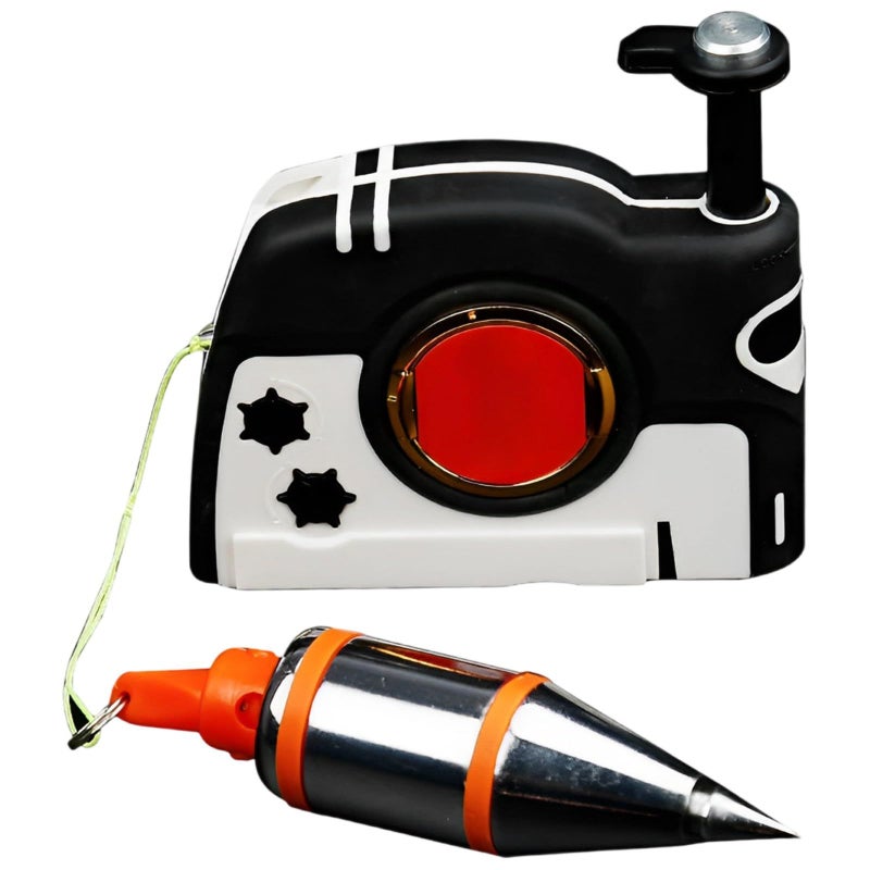 Vertical Alignment Plumb Bob 10.7Oz Weight String Retractable Reel Black White Drop Line - Image 2