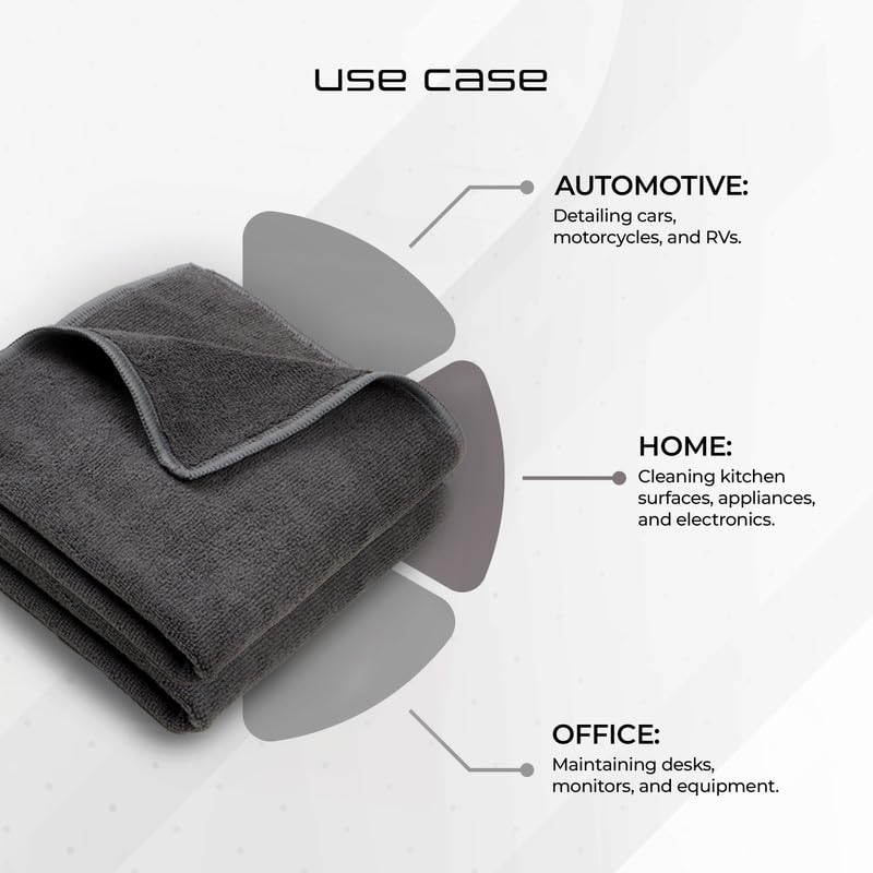 Robustt Microfiber Cloth (Grey, Pack of 4) 40x40 cms - 350 GSM Thick Lint & Streak-Free Multipurpose Cloth - Automotive Microfibre Towel for Car Bike Cleaning Polishing Washing & Detailing - Image 4