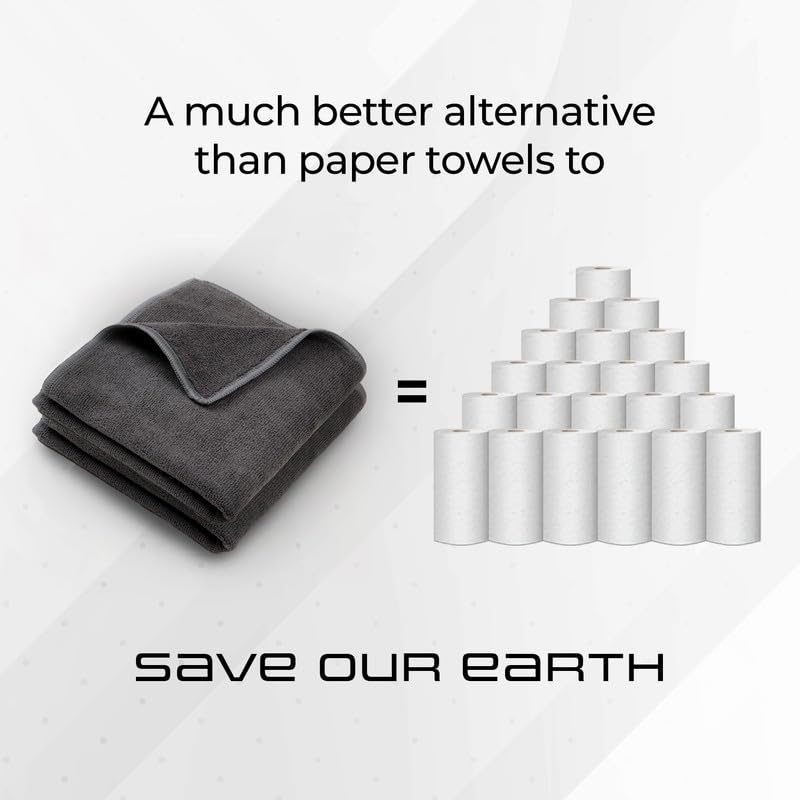 Robustt Microfiber Cloth (Grey, Pack of 4) 40x40 cms - 350 GSM Thick Lint & Streak-Free Multipurpose Cloth - Automotive Microfibre Towel for Car Bike Cleaning Polishing Washing & Detailing - Image 5