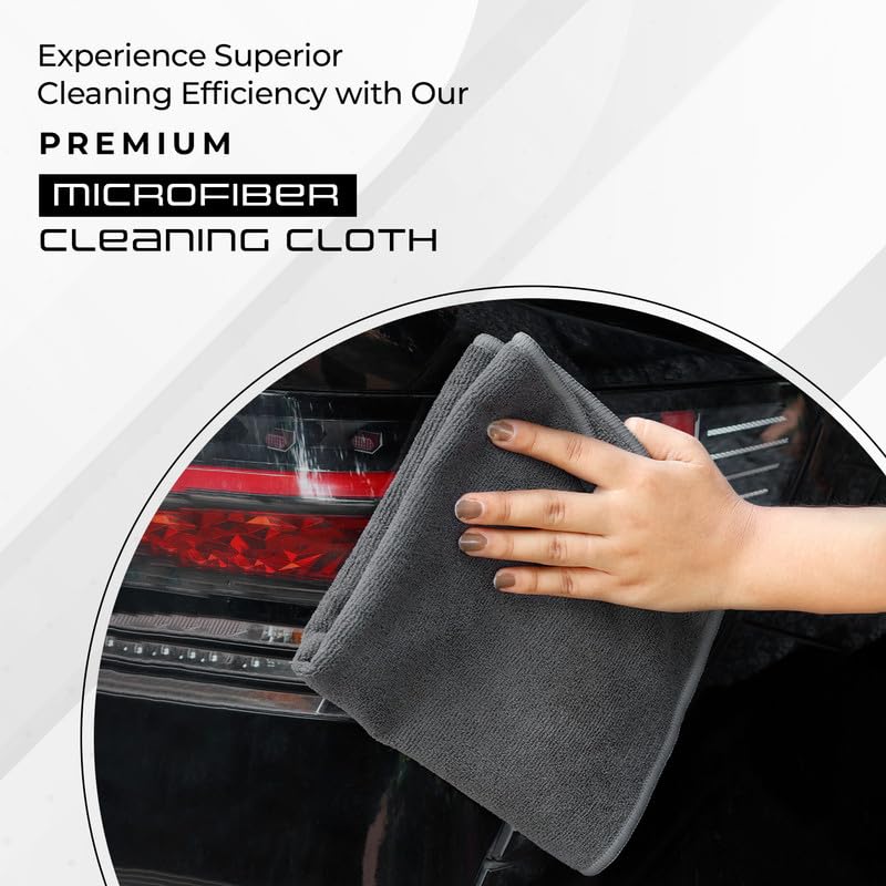Robustt Microfiber Cloth (Grey, Pack of 4) 40x40 cms - 350 GSM Thick Lint & Streak-Free Multipurpose Cloth - Automotive Microfibre Towel for Car Bike Cleaning Polishing Washing & Detailing - Image 2