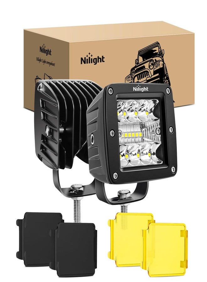 نيلايت مصباحان LED من نايلايت مع أغطية كهرمانية/سوداء، قطعتان، 3 بوصات، 42 واط، إضاءة مركزة/واسعة، إضاءة فائقة السطوع للطرق الوعرة، مناسبة للقيادة والضباب والقوارب، للشاحنات، سيارات البيك أب، عربات الجولف، سيارات الدفع الرباعي، مركبات ATV، مركبات UTV، سيارات الفان، سيارات التخييم. - Image 1
