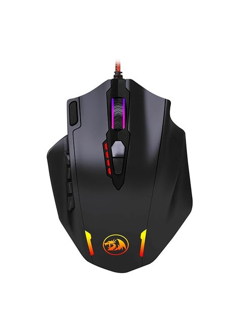 12400 Dpi Impact Mmo Gaming Mouse With 18 Programmable Buttons Weight Tuning Cartridge 12 Side Buttons M908 Black Red