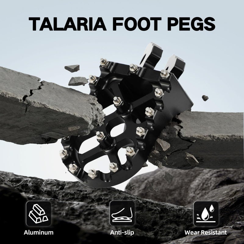 CHANGCHENG Dirt Bike Foot Pegs Footrests CNC for Talaria Footpegs Aluminum for Talaria X3/MX3/MX4/MX5 Talaria Komodo Electric Dirt Bike Black - Image 2