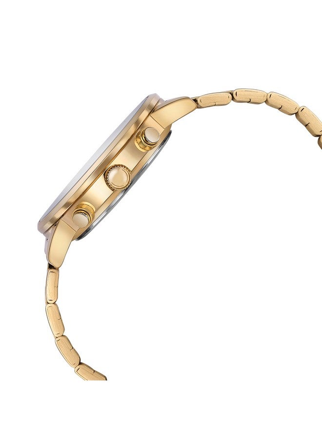 سوناتا ساعة سوناتا كوارتز متعددة الوظائف بمينا خضراء وسوار من الفولاذ المقاوم للصدأ باللون الذهبي للرجال - Image 4