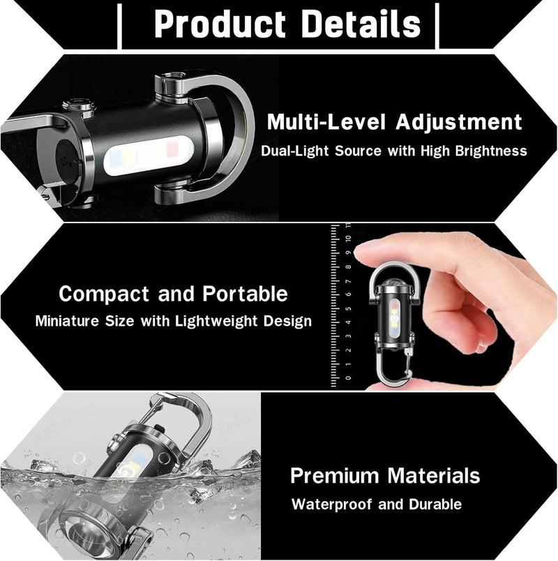 Fresilkora 4 Pack Mini Keychain Flashlights - Waterproof Rechargeable LED Torch with Multiple Lighting Modes - Image 3