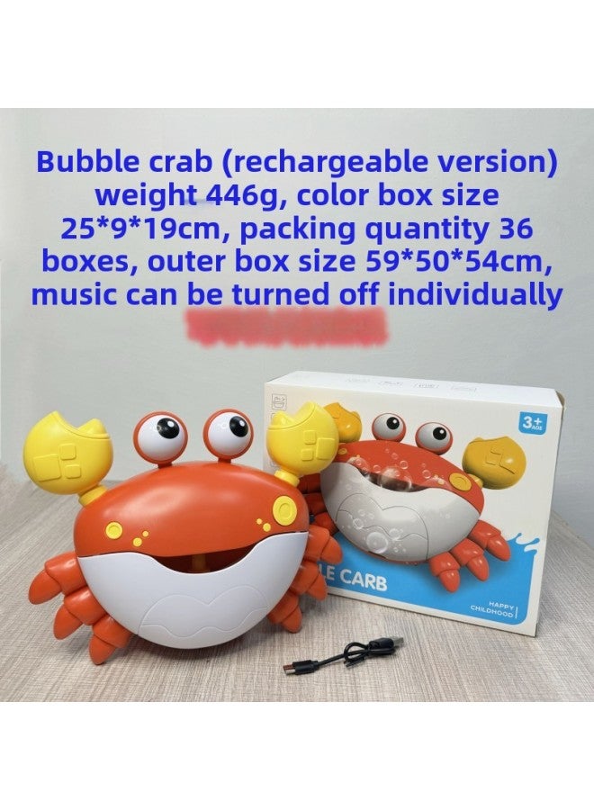 Baby Electric Water Spray Small Turtle Water Frog Rotating Loop Children's Bathroom Shower Bath Toys-Color:Bubble Crab  English Color Box  - Image 1