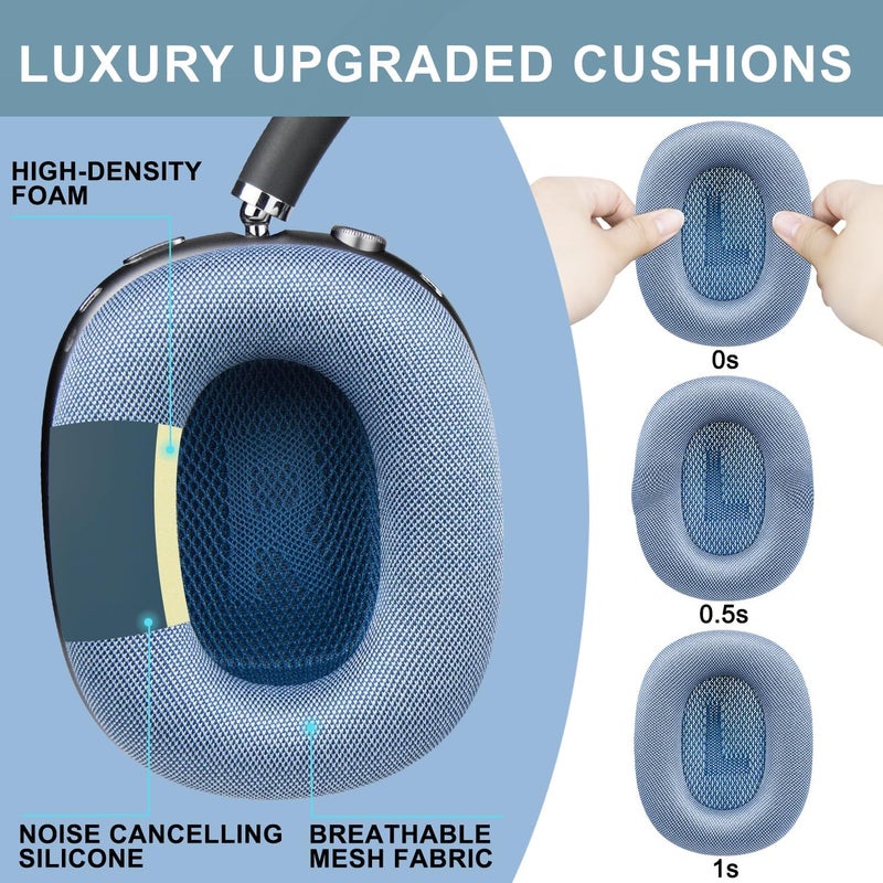 SOPROM Ear Pads Replacement for Airpods Max Over-Ear Headphones, Earpads Cushions with Durable Mesh Fabric, Softer Foam - Navy Blue - Image 5