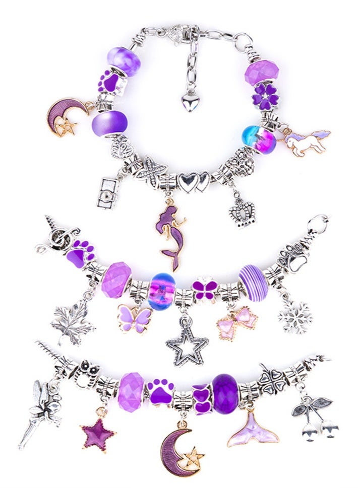 مجموعة صنع أساور DIY للبنات، مجموعة أساور ساحرة مكونة من 63 قطعة مع خرز وقلادات وخيوط أساور لصناعة الأساور، فكرة هدية للأطفال والفتيات - Image 2