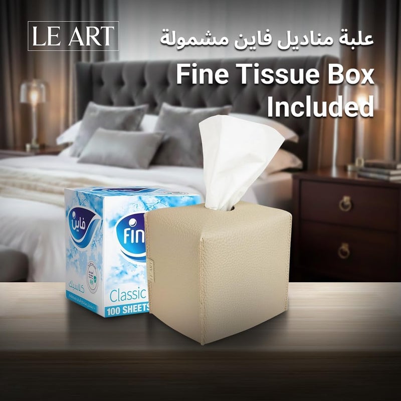 لي آرت LEART حامل غطاء علبة المناديل الجلدي – ديكورات المنزل لغرفة المعيشة وغرفة النوم والمكتب، غطاء علبة المناديل للسيارة (مكعب كاميل) - Image 3