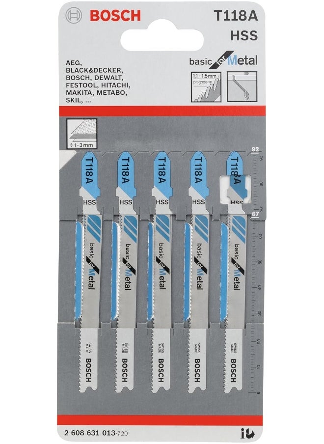 BOSCH - شفرة منشار كهربائي بوش T 118 A أساسية للمعادن، تحقق قطع مستقيمة في المعادن | الطراز: 2608631013 - Image 1