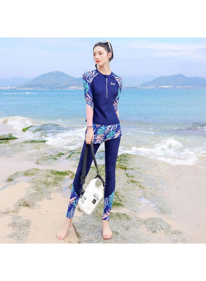 Barbie Sun Protection Two-piece Swimsuit For Women, Conservative Slimming Long-sleeve Long Pants Diving Swimwear For Ladies, Beach Vacation Swimwear - Image 5