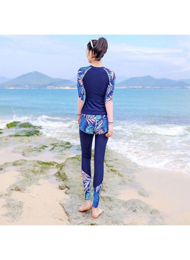 Barbie Sun Protection Two-piece Swimsuit For Women, Conservative Slimming Long-sleeve Long Pants Diving Swimwear For Ladies, Beach Vacation Swimwear - Image 2