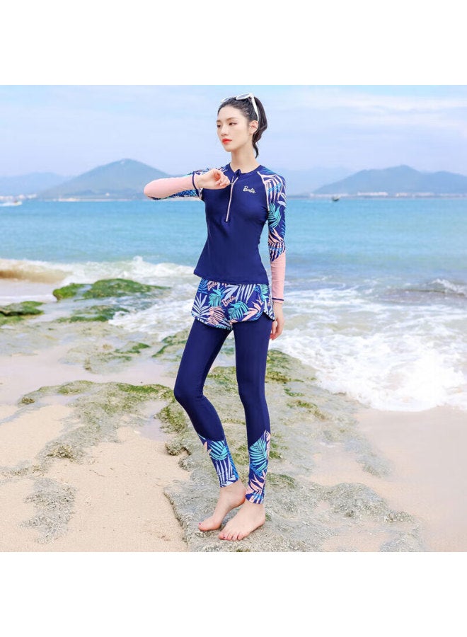 Barbie Sun Protection Two-piece Swimsuit For Women, Conservative Slimming Long-sleeve Long Pants Diving Swimwear For Ladies, Beach Vacation Swimwear - Image 4