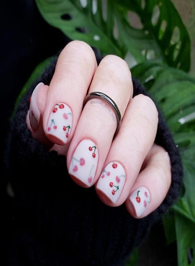 Pretty Diva Nail Art Stickers Crystal Cherry Art Nail Sticker Decals, 5D Cherries Nails Rhinestones Charms Fruit Self-Adhesive DIY Design French Tip Nail Decals - Image 5