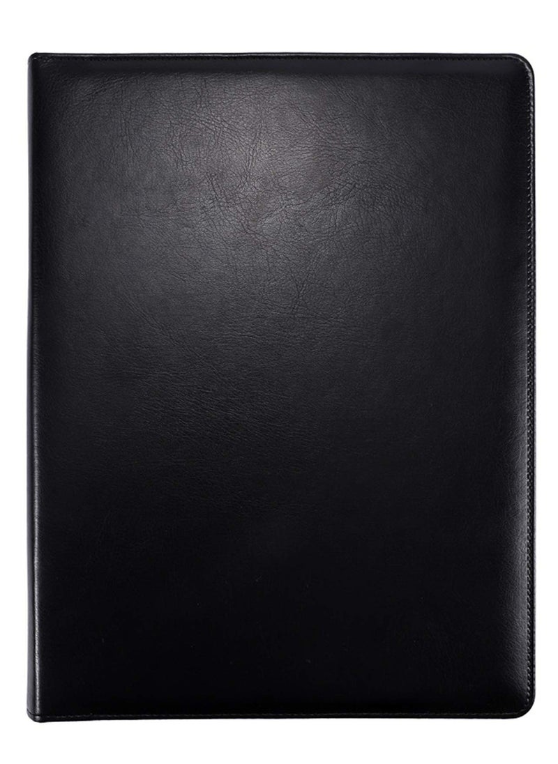 SYOSI Padfolio Folder Clipboard, Professional Leather Office Conference Executive Business Portfolio Case with Document Sleeve A4 Size Clipboard, Card Holders, calculator, Black  - Image 3