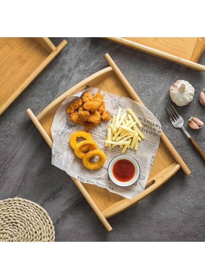 KITCHENOO Pack of 3 bamboo serving trays with handles, decorative bamboo breakfast tray for breakfast, kitchen, outdoor picnics and snacks - Image 3