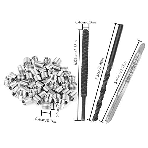 Hilitand طقم إصلاح خيوط مكون من 50 قطعة من الفولاذ المقاوم للصدأ نوع هيليكويل (M3 × 2D) - Image 2