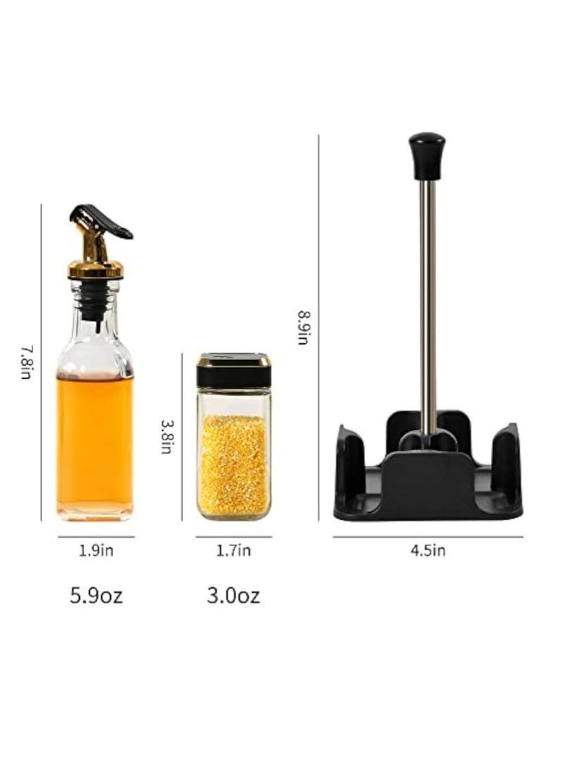 Arabest Revolving Spice Rack Organizer Caddy,Rotary Mixing Bottle Glass Multi-Head Solid-Liquid Combination,2 Oil And Vinegar Jars，2 Solid Spice Bottle And 1 Spice Countertop Spice Rack. (White) - Image 5