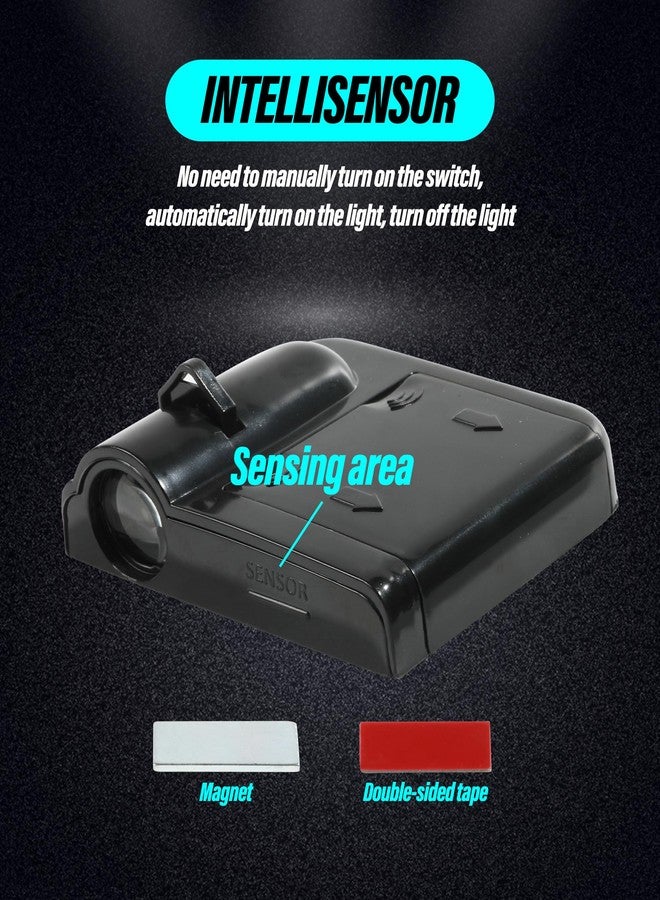 Reswish 2Pcs Car Door LED Logo Projector Lights, Universal Holeless Magnet Sensor Ghost Shadow Welcome Lamp (Fire Skull) - Image 3