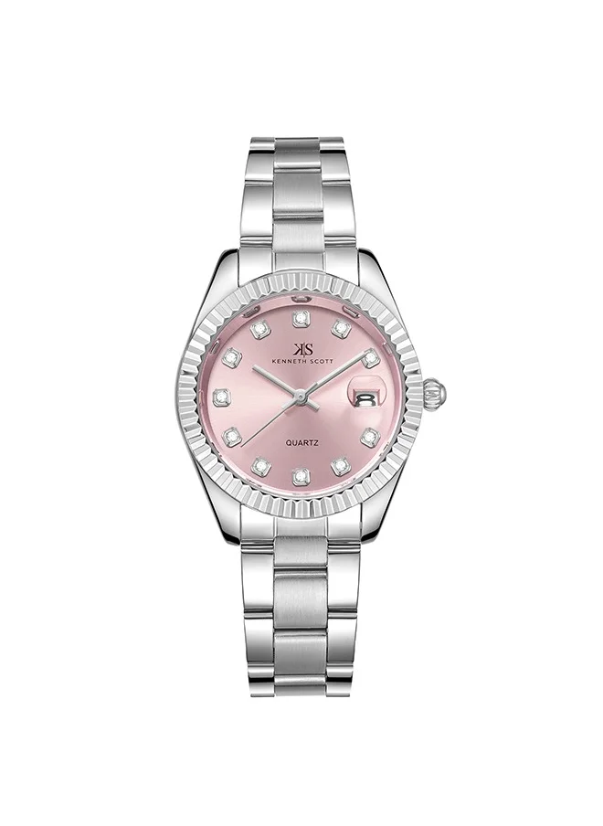KENNETH SCOTT Kenneth Scott K23546-SBSP Women Analog Display Watch & Solid Stainless Steel Strap Silver