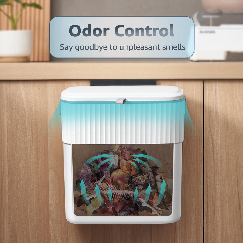 COCOYA Hanging Trash Can with Lid, 2.3 Gallon Kitchen Garbage Bin Food Waste Container Convenient Durable Over Cabinet Door RV Counter Camping Cupboard Under Sink Compost Bathroom Wall Mounted - Image 5