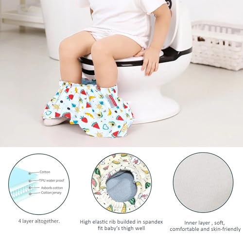 VParents Padded Underwear for Babies and Toddlers with 3 Layers of Cotton Padding Potty Training Pull Up & Diaper-Free Time Pack of 2 (6-12 Months) Watermelon and Heart - Image 3