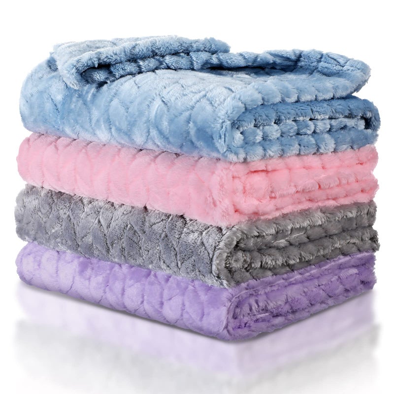 Frienda 4 Pcs Baby Fuzzy Blanket Fluffy Baby Blanket for Boys Girls Soft Warm Baby Receiving Blankets Nursery Bed Blanket Toddler Infant Newborn Receiving Blanket, 32 x 24 Inch (Elegant Color) - Image 1